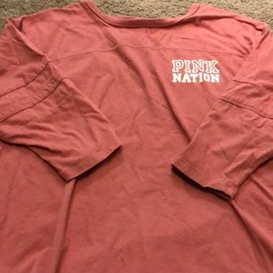 VS pink nation jersey top 3/4 sleeve size small
